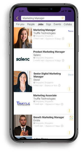 Haloed professional networking job search in iPhoneXS