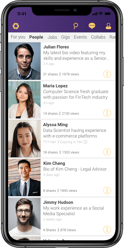 Haloed app professional networking feed in iPhone
